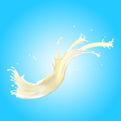 Obraz na płótnie Canvas Splash of white fat milk as design element for template isolated on blue background
