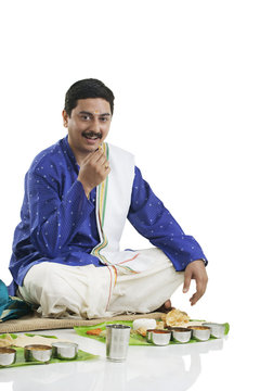 South Indian man having lunch 