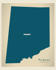 Modern Map - Pickens Alabama county USA illustration