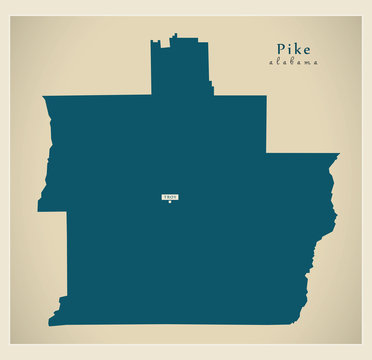 Modern Map - Pike Alabama county USA illustration
