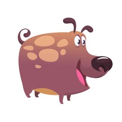 Cartoon bulldog or boxer dog. Vector illustration. Design for icon or sticker