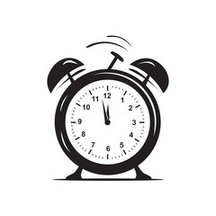 simple alarm clock, icon design,  isolated on white background. 