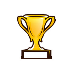 gold prize cup illustration, icon design, isolated on white background. 
