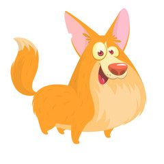 Cute cartoon vector drawing of dog head of Welsh Corgi breed. Image isolated on white