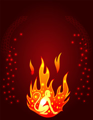 Fire Monkey silhouette with flame
