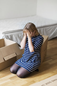 Woman with moving boxes