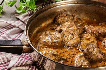 Pork tenderloin in mushroom sauce