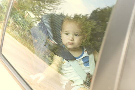 Child forgotten in the car on a hot day