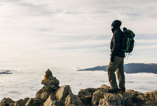 Hiker looking at sea