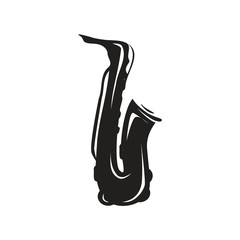 silhouette of saxophone illustration, icon design, isolated on white background.