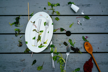 Leftover on table after the rain storm