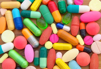 Many drugs and pills as background