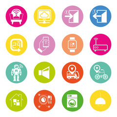 internet of thins and smart technology concept icons