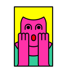 Oh my god woman pop art style. OMG girl in fear. exclamation is shocked. Surprised with news sticker. Religion woman facial expressions, emotions and feelings