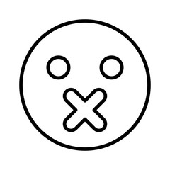 Obraz premium Silence emoticon black color icon .
