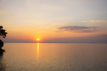 sunset over river