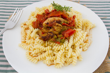 poêlée de poulet et poivrons