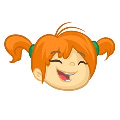 Beautiful red hair girl icon. Cartoon vector illustration isolated