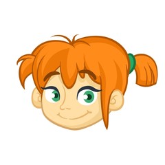 Beautiful red hair girl icon. Cartoon vector illustration isolated