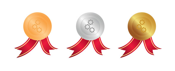 vertikale Zahnräder - Bronze, Silber, Gold Medaillen