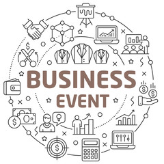 Fototapeta premium Line Flat Circle illustration business event