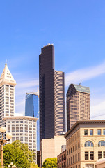 Fototapeta na wymiar Modern Towers in Seattle Skyline