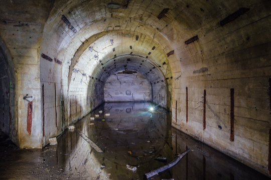 Flooded Arced Room At Object 221, Abandoned Soviet Bunker, Reserve Command Post Of Black Sea Fleet