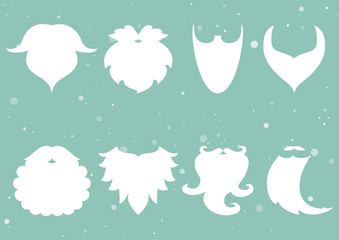 Vector illustration. Set of the beards of Santa Claus. Beard element for your design of greeting cards.