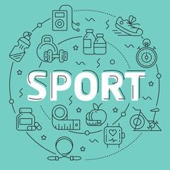 Fototapeta premium Green Line Flat Circle illustration sport