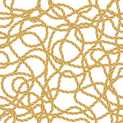 Seamless Background with Rope, Randomly Tangled Skeins, Isolated on White. Tile Pattern for Your Background. Vector