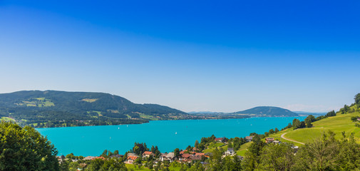 Beautiful landscape at lake Attersee in Steinbach, Salzkammergut in Austria