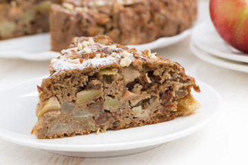 piece of homemade apple pie, closeup