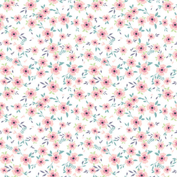Vector floral seamless pattern in liberty style. Cute print in a small flower