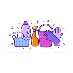 Flat design logo for cleaning service