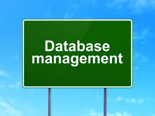 Software concept: Database Management on road sign background