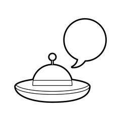 ufo flying with speech bubble vector illustration design