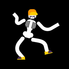 Dancing skeleton isolated. Skull dances street dances