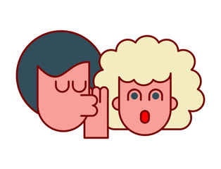 She whispers in ear pop art liner style. To speak in secret. Whisper, gossip. Dissolve rumors