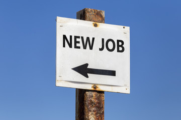 New Job word and arrow signpost