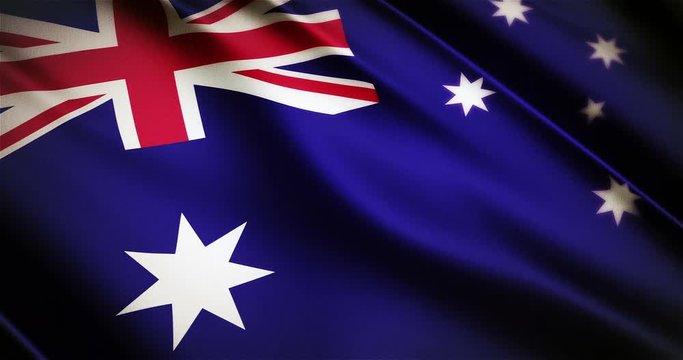 Australia realistic national flag seamless looping waving animation