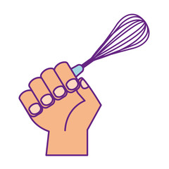 hand human with kitchen mixer handle vector illustration design