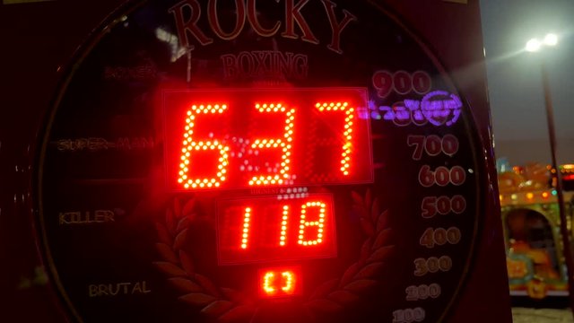 Boxing arcade machines. Game attraction boxer. Attraction punch boxing