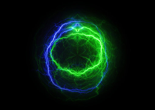 Green and blue energy, lightning plasma background