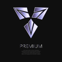 Metallic geometric shape. Gradient premium triangle sign. Business identity concept for user interface, web button, applications, apps. Futuristic UI sign.