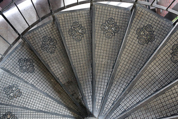 Metal spiral staircase.