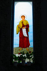 colorful christian church saints stained glass windows