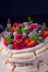 Pavlova with berry fruits
