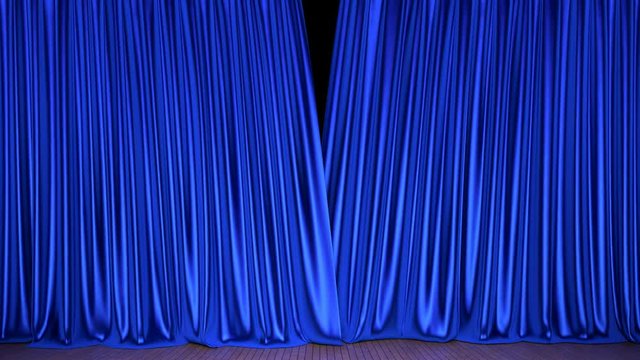 Blue stage curtain 3D animation with alpha mask