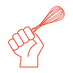hand human with kitchen mixer handle vector illustration design