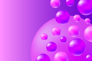 Abstract pink and violet background with realistic spheres. Trendy pink abstract vector illustration.